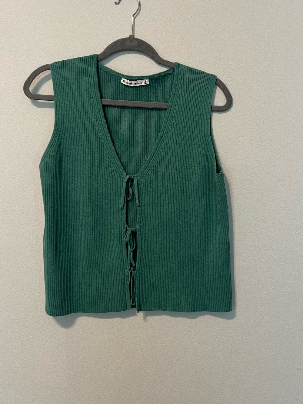 Abercrombie & Fitch Forest Green Ribbed Tie-Front Tank